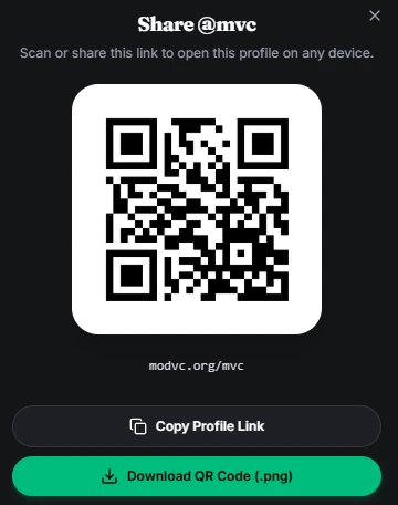Clean profile QR code for stream overlays and events
